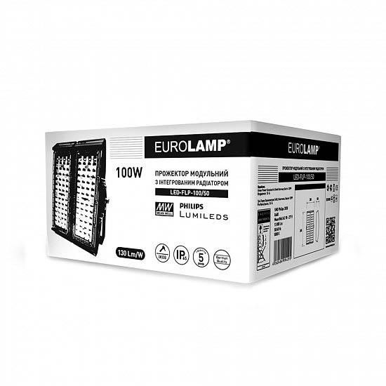 Прожектор світлодіодний модульний з інтегрованим радіатором EUROLAMP 100 Вт 5000 K LED-FLP-100/50 13000 Лм LED-FLP-100/50 фото