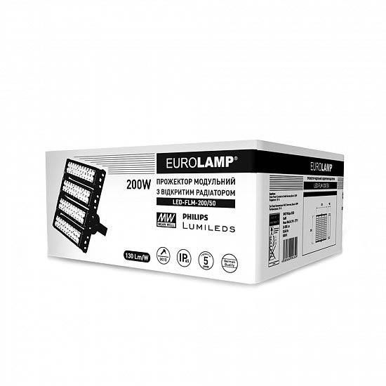 Прожектор світлодіодний модульний з відкритим радіатором EUROLAMP 200 Вт 5000 K LED-FLM-200/50 26000 Лм LED-FLM-200/50 фото
