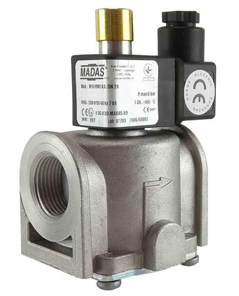 Електромагнітний клапан газовий MADAS M16/RMC N.A. DN20 Р0,5 (муфтовий) НВ 220VAC M16/RMC N.A. 20 500mbar 220AC фото