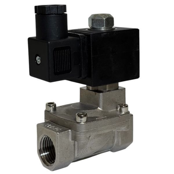 Електромагнітний клапан із нержавіючої сталі FLUSO SV-15 N.C. 1/2" 0.5 - 20 bar 24VDC SV-1520SS-24DC фото