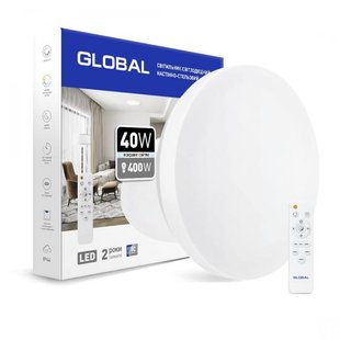 Cветодиодный светильник Global 40 Вт (пульт, димминг, ночник, CCT 3000-6500K, IP44) круг 1-GFN-40TW-01-C фото