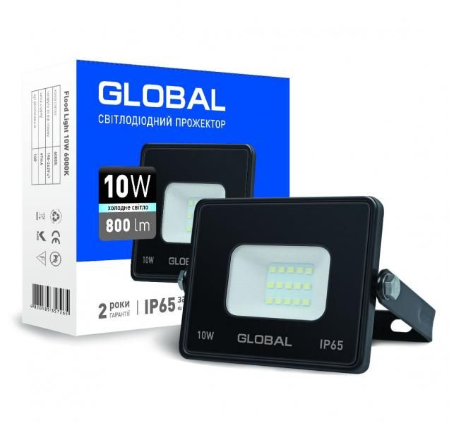 Прожектор світлодіодний GLOBAL 10 ВТ 5000 К 1-GBL-02-LFL-1060 800 Лм 1-GBL-02-LFL-1060 фото