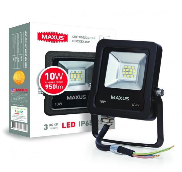 Прожектор світлодіодний MAXUS 10 Вт 5000K 1-MAX-01-LFL-1050 950 Лм 1-MAX-01-LFL-1050 фото