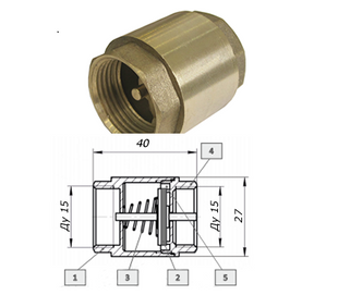 Обратный клапан пружинный STA латунный шток 3/4 1657-obratnyj-klapan-pruzhinnyj-sta-latunnyj-shtok-3-4 фото