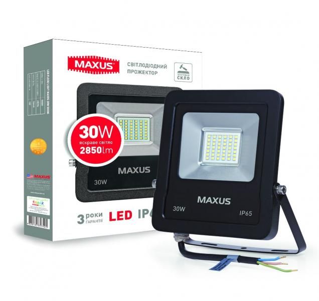 Прожектор світлодіодний MAXUS 30 Вт 5000K 1-MAX-01-LFL-3050 2850 Лм 1-MAX-01-LFL-3050 фото