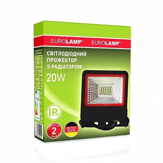Прожектор світлодіодний EUROLAMP SMD чорний з радіатором NEW 20 Вт 6500 K LED-FL-20 (black) new 1800 Лм LED-FL-20(black)new фото