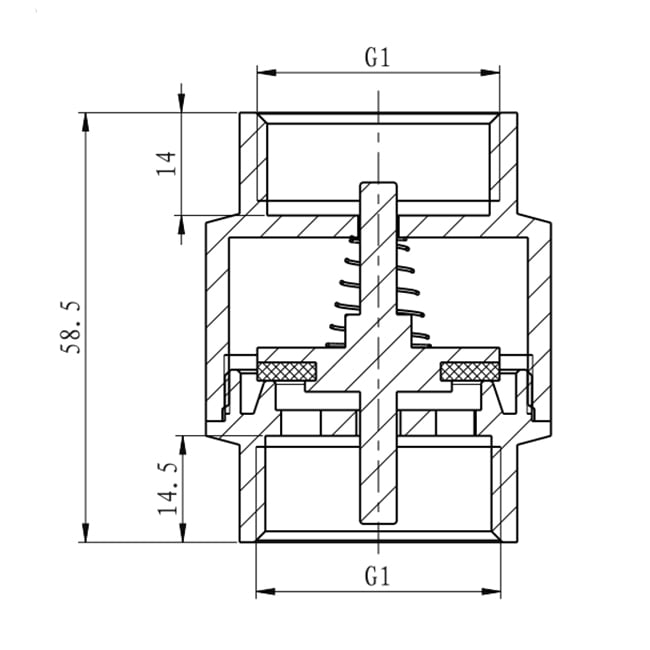 Габаритные размеры обратного клапана STANDARD 25